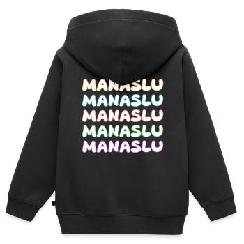 Ascension du Manaslu - Sweat Premium à capuche zippé enfant bio - noir - Dos - AI Model Kid Male (0cm)