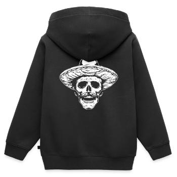 Crâne mexicain - Sweat Premium à capuche zippé enfant bio - noir - Dos - AI Model Kid Male (0cm)