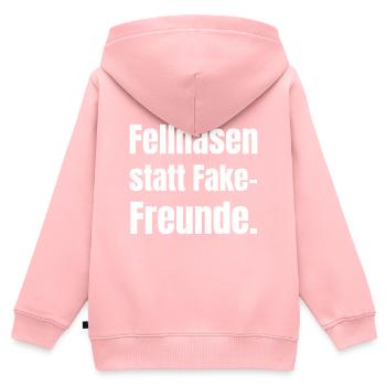 Des nez poilus au lieu de faux amis - Sweat Premium à capuche zippé enfant bio - rose - Dos - AI Model Kid Female (0cm)