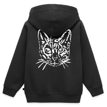 Chat, minou, minou, cadeau, idée cadeau - Sweat Premium à capuche zippé enfant bio - noir - Dos - AI Model Kid Male (0cm)