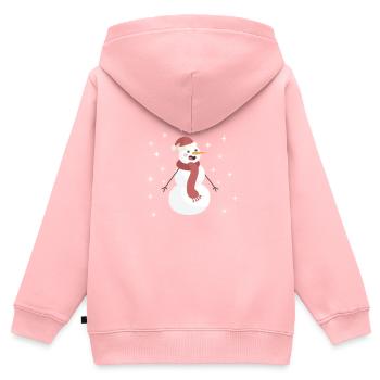 bonhomme de neige - Sweat Premium à capuche zippé enfant bio - rose - Dos - AI Model Kid Female (0cm)