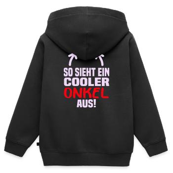 Cooler Onkel - Kinder Premium Organic Zip Hoodie - Schwarz - Hinten - AI Model Kid Male (0cm)