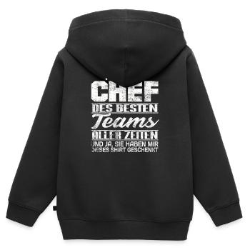 Chef Lustig Geschenk Team - Kinder Premium Organic Zip Hoodie - Schwarz - Hinten - AI Model Kid Male (0cm)
