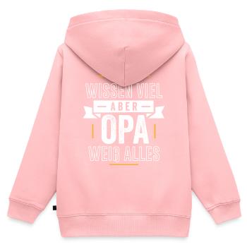 OPA WEIß ALLES - Kinder Premium Organic Zip Hoodie - Rosa - Hinten - AI Model Kid Female (0cm)
