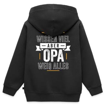 OPA WEIß ALLES - Kinder Premium Organic Zip Hoodie - Schwarz - Hinten - AI Model Kid Male (0cm)