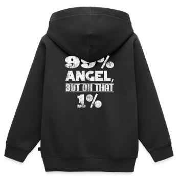 I'm 99% angel but oooh that 1% - funny saying - Kids Premium Organic Zip-up Hoodie - black - Back - AI Model Kid Male (0cm)