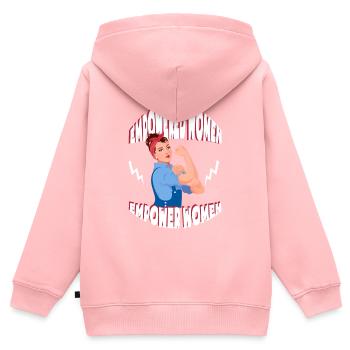 Empower Women - Kinder Premium Organic Zip Hoodie - Rosa - Hinten - AI Model Kid Female (0cm)