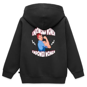 Empower Women - Kinder Premium Organic Zip Hoodie - Schwarz - Hinten - AI Model Kid Male (0cm)