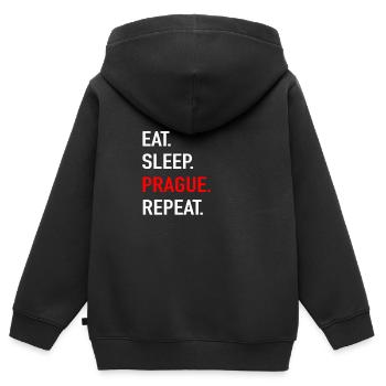 Prague - Sweat Premium à capuche zippé enfant bio - noir - Dos - AI Model Kid Male (0cm)