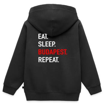 Budapest mon cadeau de design de ville - Sweat Premium à capuche zippé enfant bio - noir - Dos - AI Model Kid Male (0cm)