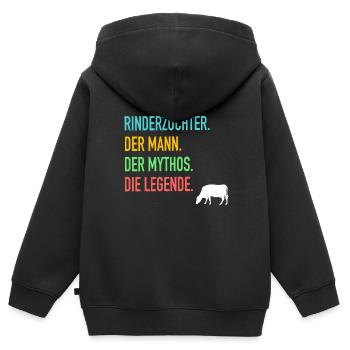 Rind Rinderzüchter Rinderbauer Rinder Geschenk - Kinder Premium Organic Zip Hoodie - Schwarz - Hinten - AI Model Kid Male (0cm)