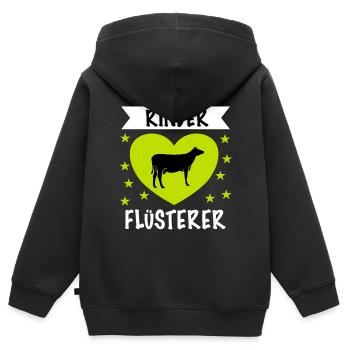 Rinder Flüsterer - Kinder Premium Organic Zip Hoodie - Schwarz - Hinten - AI Model Kid Male (0cm)
