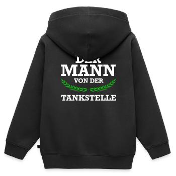 Tankstelle Shop Zapfsäule Tankwart Geschenk - Kinder Premium Organic Zip Hoodie - Schwarz - Hinten - AI Model Kid Male (0cm)