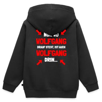 Wolfgang ist mein Name - Kinder Premium Organic Zip Hoodie - Schwarz - Hinten - AI Model Kid Male (0cm)