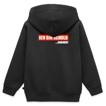 Immer bin ich Schuld - Kinder Premium Organic Zip Hoodie - Schwarz - Hinten - AI Model Kid Male (0cm)