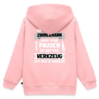 Zimmermann Zimmerer Handwerk Zimmerei Geschenkidee - Kinder Premium Organic Zip Hoodie - Rosa - Hinten - AI Model Kid Female (0cm)