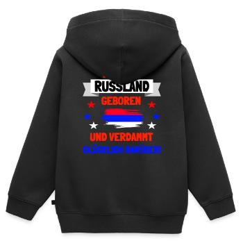Russland Russisch Geschenkidee - Kinder Premium Organic Zip Hoodie - Schwarz - Hinten - AI Model Kid Male (0cm)
