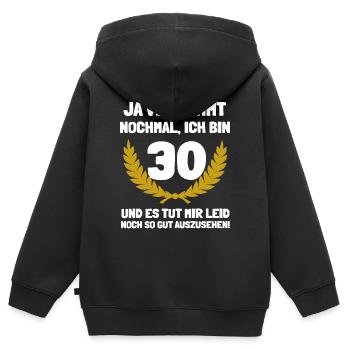 Ich bin 30 und es tut mir leid! - Kinder Premium Organic Zip Hoodie - Schwarz - Hinten - AI Model Kid Male (0cm)
