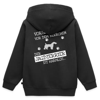 Jagdterrier Terrier Jagdhund - Kinder Premium Organic Zip Hoodie - Schwarz - Hinten - AI Model Kid Male (0cm)