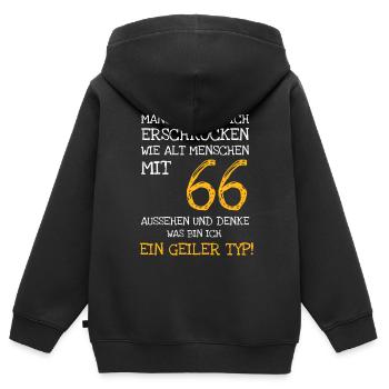 Die schöne Überraschung zum 66. Geburtstag - Kinder Premium Organic Zip Hoodie - Schwarz - Hinten - AI Model Kid Male (0cm)
