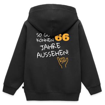 Die schöne Überraschung zum 66. Geburtstag - Kinder Premium Organic Zip Hoodie - Schwarz - Hinten - AI Model Kid Male (0cm)