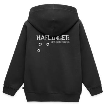 Haflinger Haflingerzucht Pferdesport - Kinder Premium Organic Zip Hoodie - Schwarz - Hinten - AI Model Kid Male (0cm)