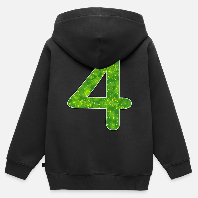 Quatrième anniversaire - Sweat Premium à capuche zippé enfant bio - noir