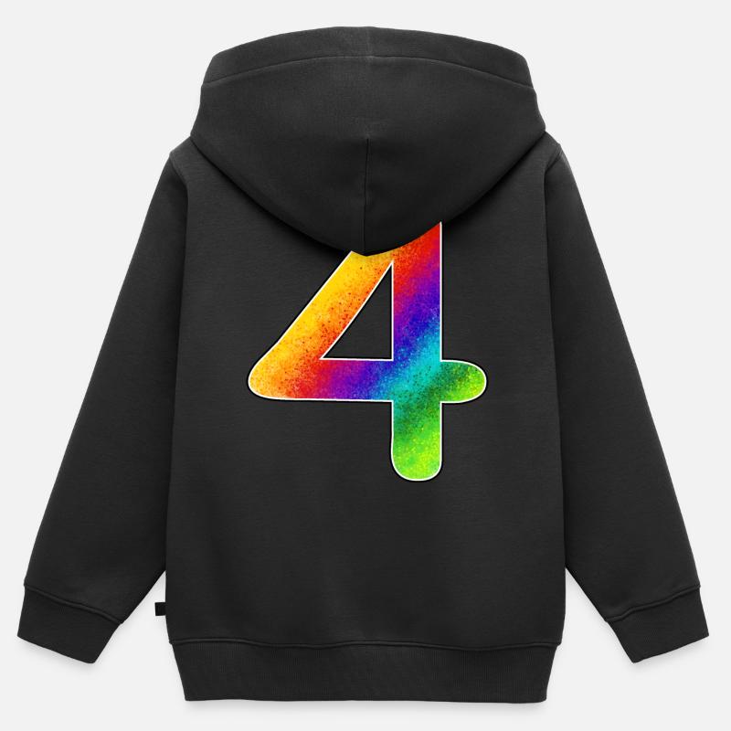 Rainbow 4 Anniversaire - Sweat Premium à capuche zippé enfant bio - noir