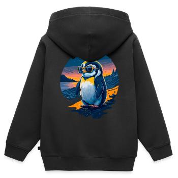 Niedlicher Pinguin - Kinder Premium Organic Zip Hoodie - Schwarz - Hinten - AI Model Kid Male (0cm)