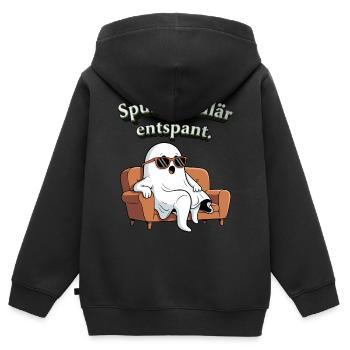 Spuk-takulär entspannt - Kinder Premium Organic Zip Hoodie - Schwarz - Hinten - AI Model Kid Male (0cm)