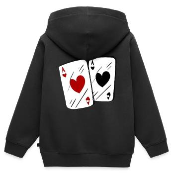 Ace of Hearts 5 - Kinder Premium Organic Zip Hoodie - Schwarz - Hinten - AI Model Kid Male (0cm)
