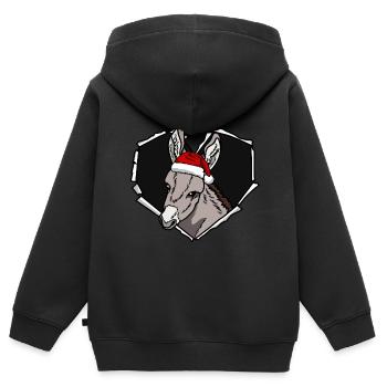 Bouchon perforé déchiré par la fissure de l’âne - Sweat Premium à capuche zippé enfant bio - noir - Dos - AI Model Kid Male (0cm)