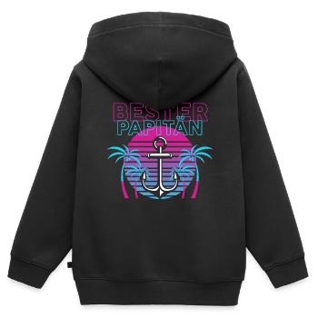 Bester Papitän - Kinder Premium Organic Zip Hoodie - Schwarz - Hinten - AI Model Kid Male (0cm)