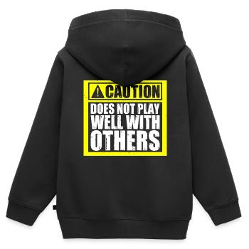 Caution Does Not Play Well With Others 56 - Kinder Premium Organic Zip Hoodie - Schwarz - Hinten - AI Model Kid Male (0cm)