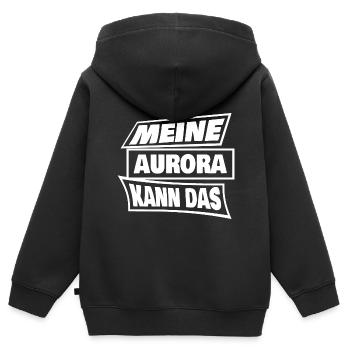 Geschenk für Aurora - Kinder Premium Organic Zip Hoodie - Schwarz - Hinten - AI Model Kid Male (0cm)