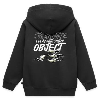 Falknerei Ornithologie Geschenk - Kinder Premium Organic Zip Hoodie - Schwarz - Hinten - AI Model Kid Male (0cm)