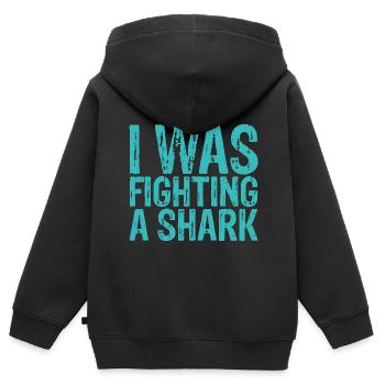 I Was Fighting A Shark 3 - Kinder Premium Organic Zip Hoodie - Schwarz - Hinten - AI Model Kid Male (0cm)