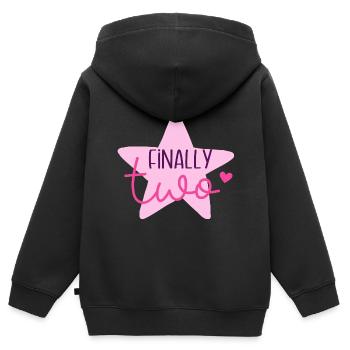 Ich bin Zwei Jahre Zweiter Geburtstag Einhorn Süß - Kinder Premium Organic Zip Hoodie - Schwarz - Hinten - AI Model Kid Male (0cm)