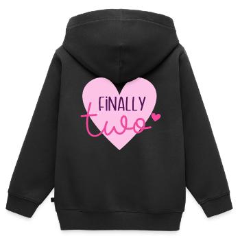 Ich bin Zwei Jahre Zweiter Geburtstag Einhorn Süß - Kinder Premium Organic Zip Hoodie - Schwarz - Hinten - AI Model Kid Male (0cm)