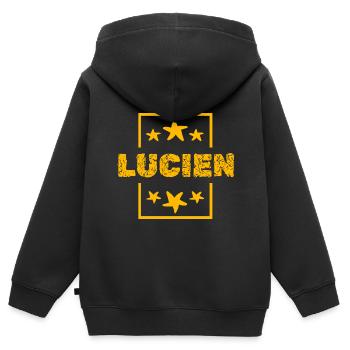 Lucien als Lucien - Kinder Premium Organic Zip Hoodie - Schwarz - Hinten - AI Model Kid Male (0cm)