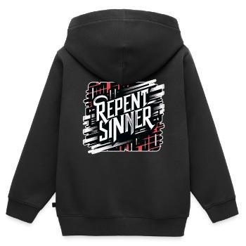 Repent Sinner 18 - Kids Premium Organic Zip-up Hoodie - black - Back - AI Model Kid Male (0cm)