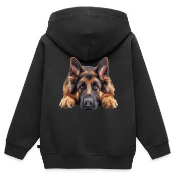 German Shepherd - Kids Premium Organic Zip-up Hoodie - black - Back - AI Model Kid Male (0cm)