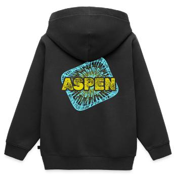 Cadeau pour Aspen - Sweat Premium à capuche zippé enfant bio - noir - Dos - AI Model Kid Male (0cm)