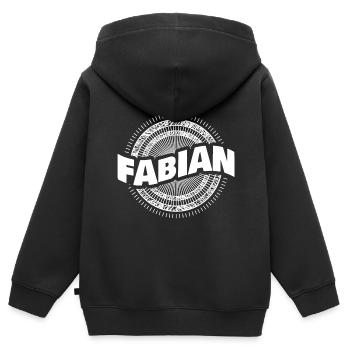Fabian - Kinder Premium Organic Zip Hoodie - Schwarz - Hinten - AI Model Kid Male (0cm)