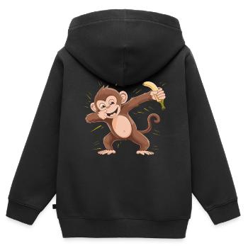 Niedlicher Affe für Kinder für Kinder - Kinder Premium Organic Zip Hoodie - Schwarz - Hinten - AI Model Kid Male (0cm)