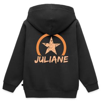 Vorname Juliane - Kinder Premium Organic Zip Hoodie - Schwarz - Hinten - AI Model Kid Male (0cm)
