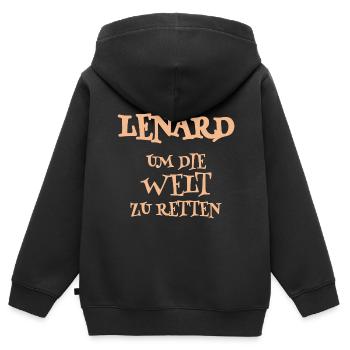 Helfer Lenard - Kinder Premium Organic Zip Hoodie - Schwarz - Hinten - AI Model Kid Male (0cm)