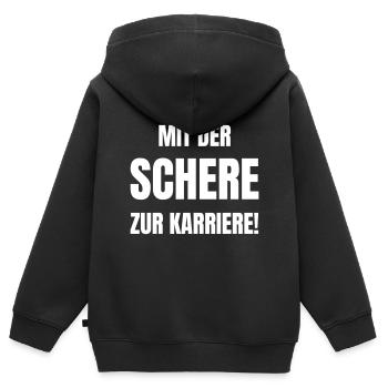 Mit der Scherer zur Karriere. - Kinder Premium Organic Zip Hoodie - Schwarz - Hinten - AI Model Kid Male (0cm)