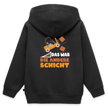Das war die andere Schicht Gabelstapler Crash - Kinder Premium Organic Zip Hoodie - Schwarz - Hinten - AI Model Kid Male (0cm)