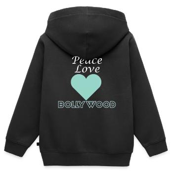 Inde Hindou Mumbai Samosas Desi Peace Love Bol - Sweat Premium à capuche zippé enfant bio - noir - Dos - AI Model Kid Male (0cm)